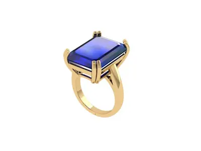Emerald Solitaire Ring 3D print model 30