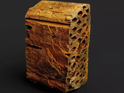 brick debris old ruins detail part PBR photogrammetry Low-poly 3D model