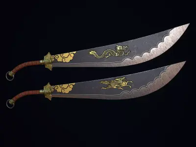 Two-handed Dao sword Low-poly 3D model