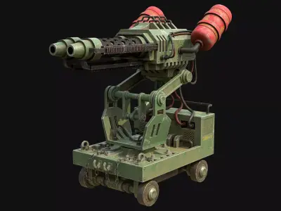 Flamethrower Turret-1-Dirty 3D Model Pack