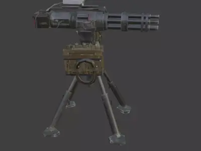 minigun turret Low-poly 3D model