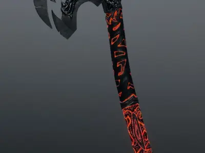 Demonic fantasy battle axe 4K Low-poly 3D model