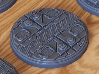 FREE PACK - 2 SCIFI MINIATURE BASES 50mm 3D Print Ready  Free 3D print model