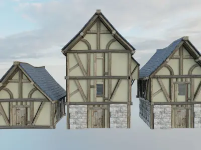 Medieval House Collection Low Poly Free low-poly 3D model
