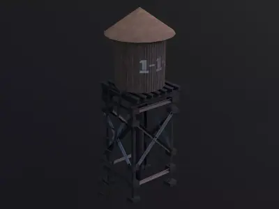Water Tank - Game Ready - Low Poly - PBR 3D Model Low-poly 3D model