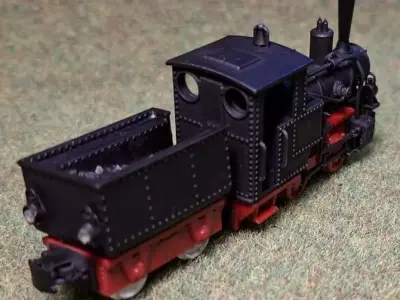 Steam Locomotive Borsig Bn2T with tender 1-87 H0e750mm resin 3D print model