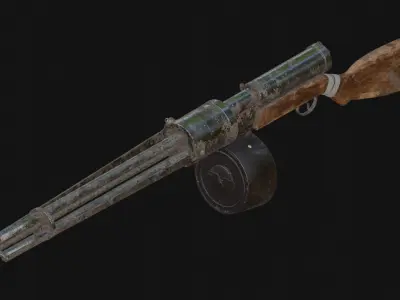 Rotary Cannon Machine Gun Free low-poly 3D model