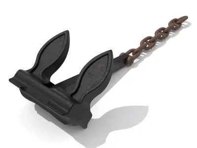 Byers Anchor with Stud Link Anchor Chain 3D model