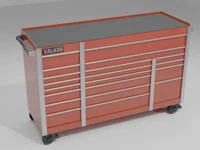 low poly 73 in Red Roll Cab Toolbox Tool Storage Cabinet Low-poly 3D model