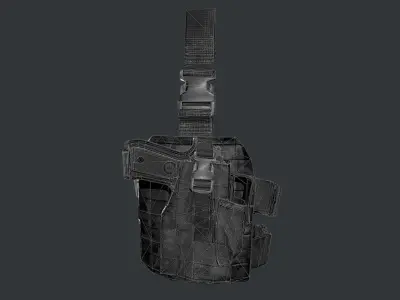 Military Police Gun Holster Game Ready 02 Low-poly 3D model