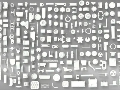Kitbash-2 group of plastic parts 3D model