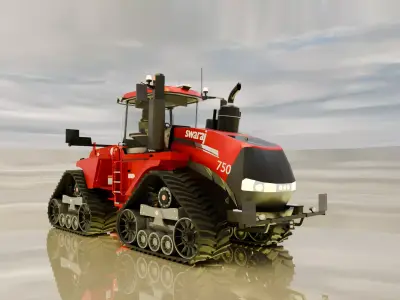 Modern Tracked Tractor 3D Model Low-poly 3D model