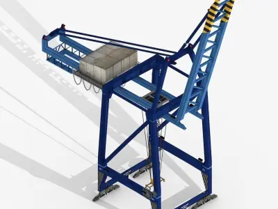 Collection of Cargo Port Harbor Cranes  Low-poly 3D model