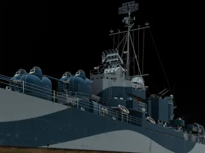 Destroyer Ship 3D Model  Low-poly 3D model