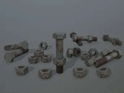 Bolts bolt and nut Low-poly 3D model order