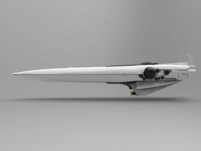 Brynhild spaceship flying in sky 3D print model