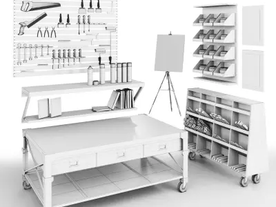 Workshop-work tools Low-poly 3D model