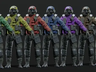 SOLDIER Flight Deck Crew Rigged 3D model