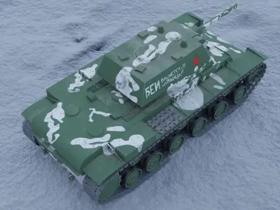 KV1 Russian Heavy Tank - Winter Camuflage 3D model