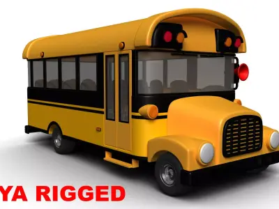 Cartoon School bus Low-poly 3D model buy