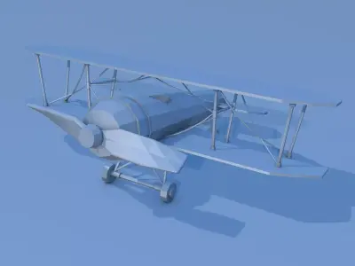 Lowpoly biplane 3D model Low-poly 3D model
