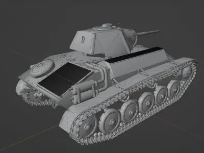 T70 Light tank Low-poly 3D model