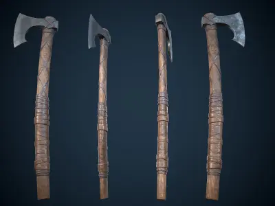 Medieval Viking Weapons and Shields Set Low-poly 3D model