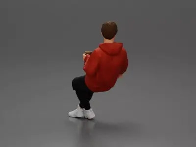 Casually sitting holding a cup enjoying a peaceful moment 3D print model