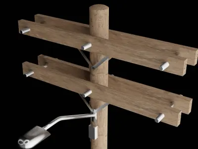 Telephone Poles Low-poly 3D model