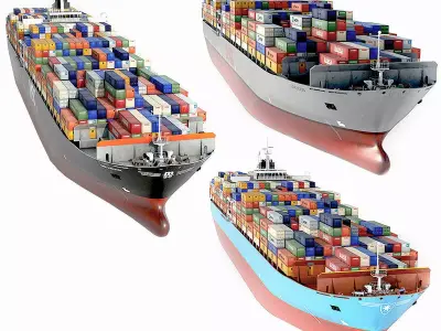 collection container ships  Low-poly 3D model