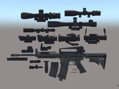 M4A1 Custom Low-poly 3D model purchase