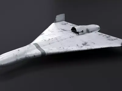 Aged White Geran-3 Shahed-238 Jet-Powered Kamikaze Drone Low-poly 3D model