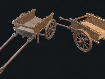 Medieval Cart 4 Low-poly 3D model