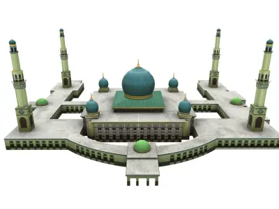 mesjid agung pekanbaru - mosque pekanbaru Low-poly 3D model
