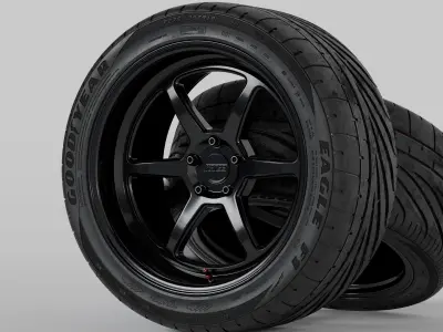 Kansei Roku Rims with Goodyear Eagle F1 Supercar G2 Tires 3D model