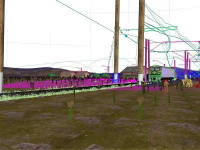 Train through rice fields 3D model