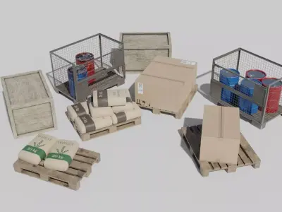 Industrial Goods Pallet 3D Model Pack