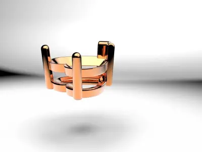 Heart shape 3 prong setting stud earrings or ring heads 3D print model