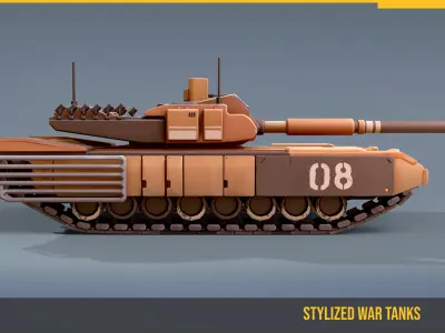 Stylized Tank Altay Low-poly 3D model