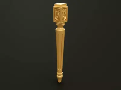 Classic Baroque Style Wooden Chair leg Free 3D model purchase