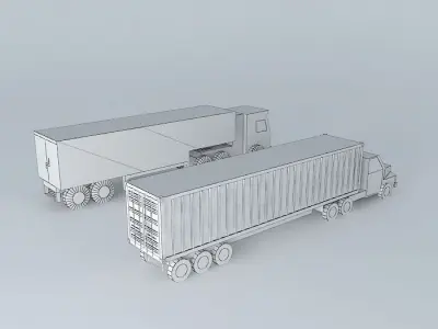 trucks truck and trailer Free 3D model