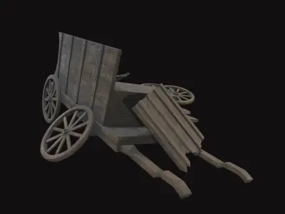 Medieval Carriage V13 Low-poly 3D model
