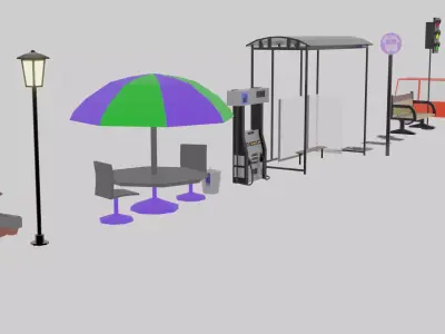 Low poly city assete Free low-poly 3D model