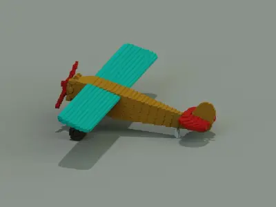 Voxel Plane Low-poly 3D model