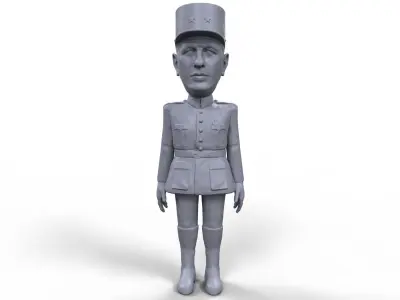 Charles De Gaulle stylized high quality 3D printable miniature 3D print model