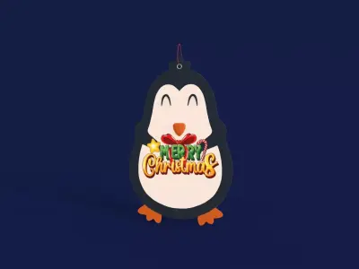Prop001 Lovely Christmas Penguin Labels Low-poly 3D model