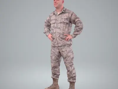 Smiling Standing Wearing Army Clothing CMan0211-HD2-O01P01-S 3D model