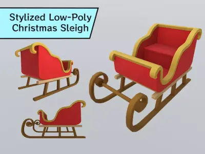 Stylized Low-Poly Christmas Sleigh Low-poly 3D model