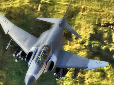 F4 Phantom2 with Cockpit - 4 different Changeble textures-Rigged Low-poly 3D model