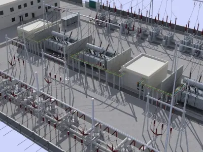 Electrical power substation 3D model